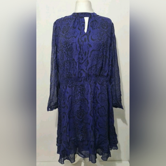 next Dresses & Skirts - Next blue animal print dress size 22 semi sheer long sleeves